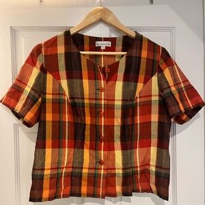 Vintage button up plaid top